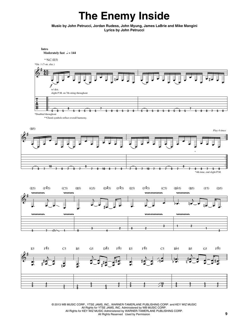 Dream Theater Self-Titled Guitar Tab Book