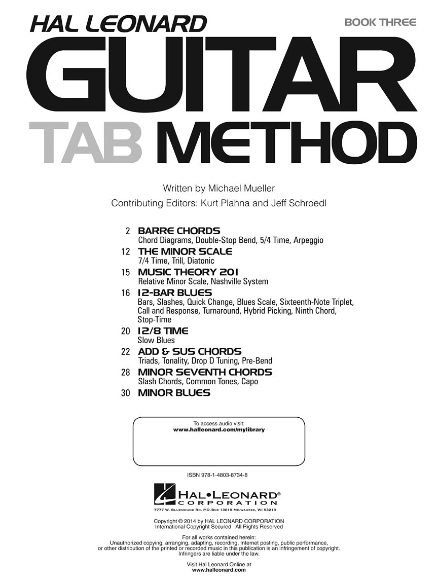 Hal Leonard Guitar Tab Method - Book 3 (Book/Audio)