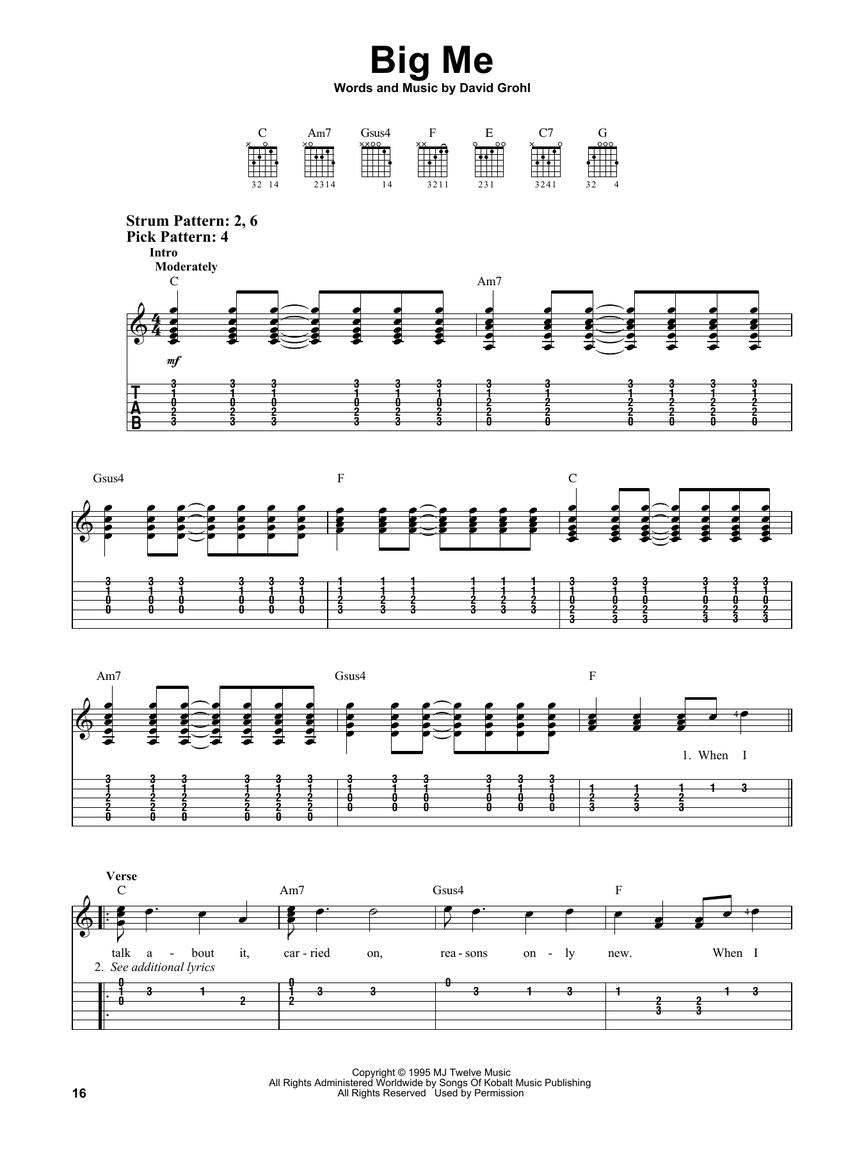 Foo Fighters - 简易吉他谱及六线谱书