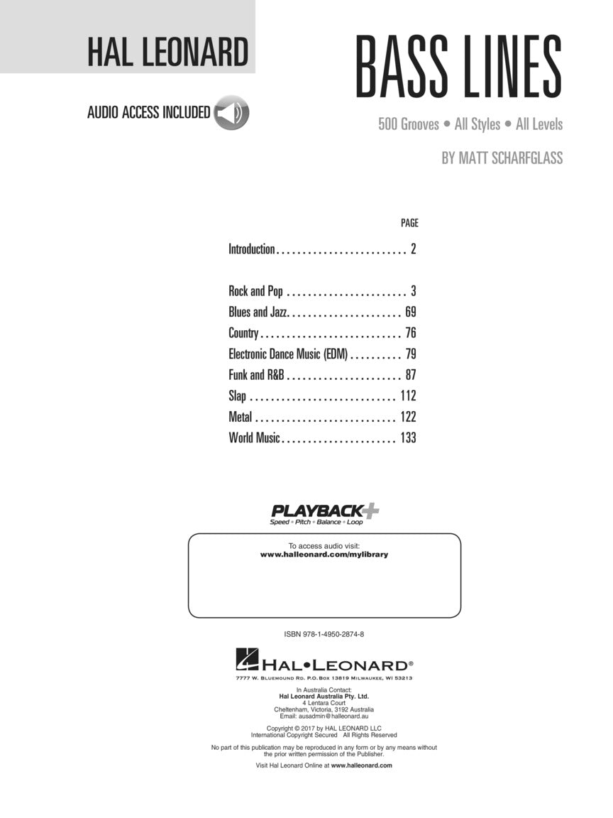 Hal Leonard Bass Method - 500 Bass Lines In All Styles Book/Ola