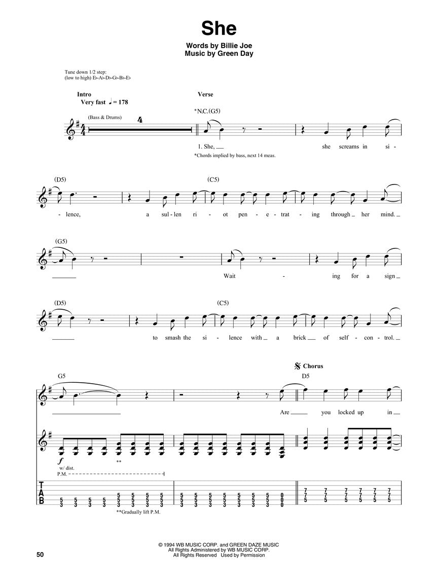 Green Day 吉他伴奏曲集第 165 册(书/音频)