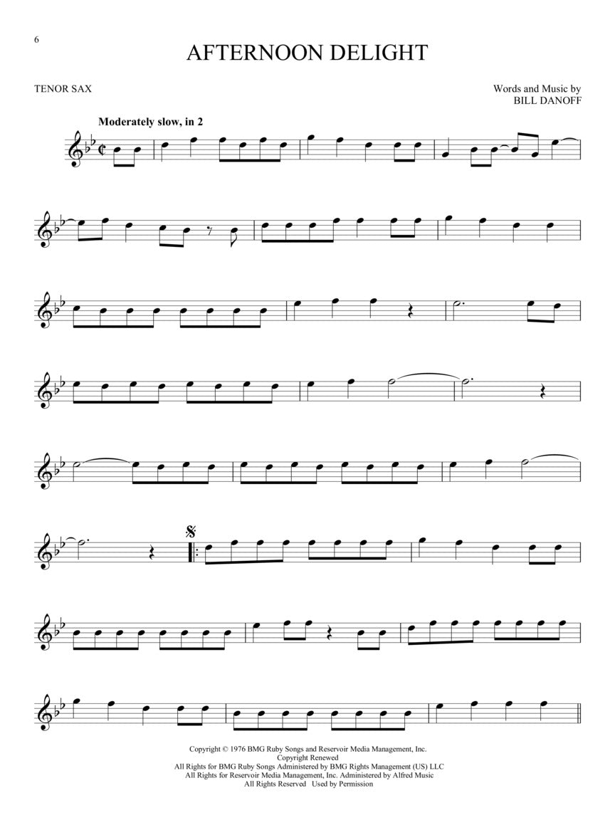 101 Popular Songs For Tenor Saxophone Book