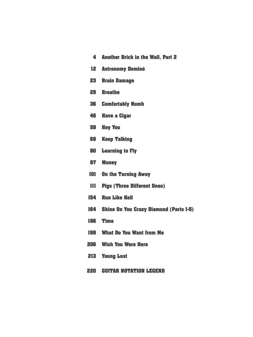 Pink Floyd - Guitar Anthology Tab Book Songbooks