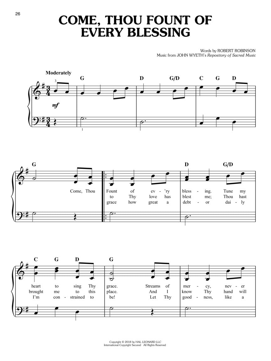 First 50 Hymns You Should Play On Piano Book