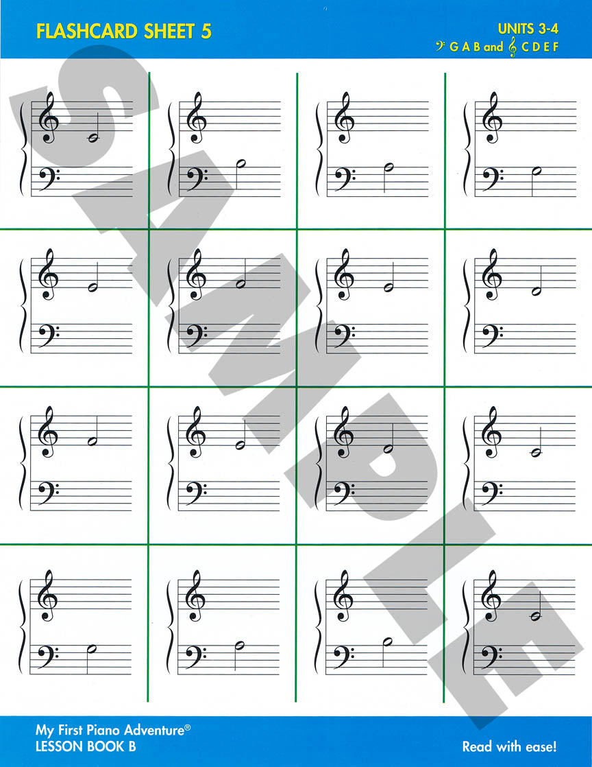 My First Piano Adventure - Flashcard Sheets For The Young Beginner & Keyboard