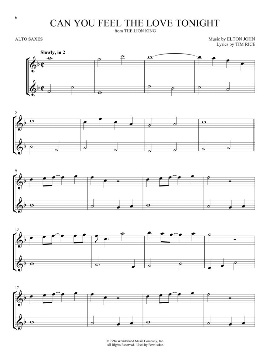 Disney Songs For Two - Alto Saxophones Book Woodwind