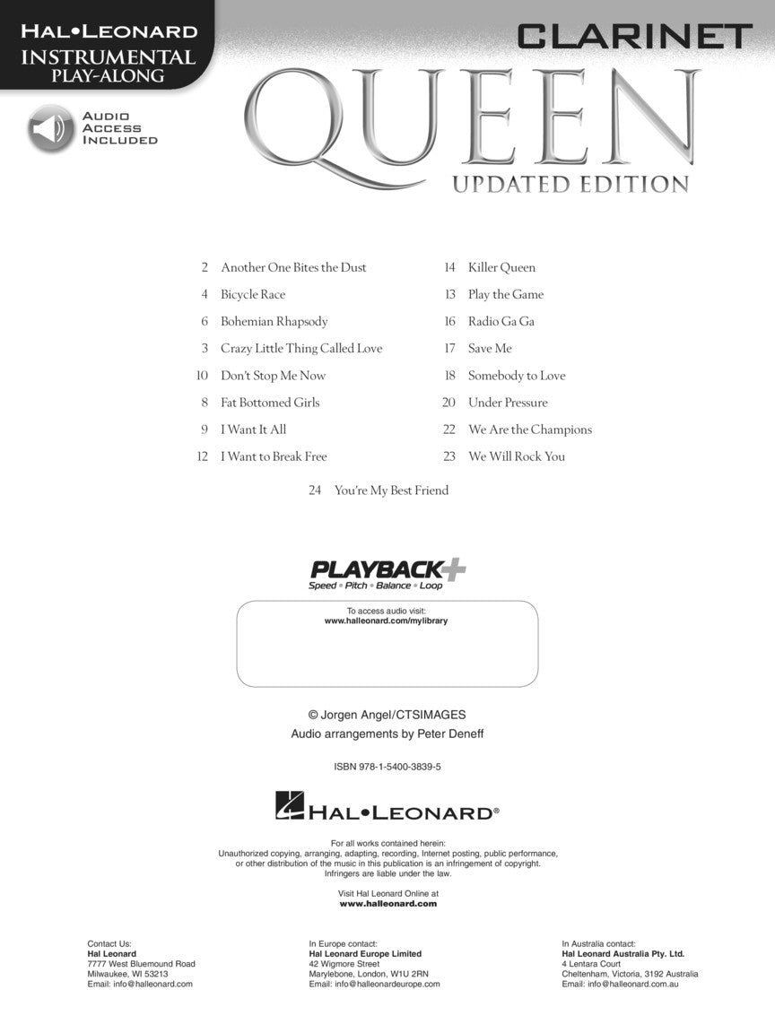 Queen For Clarinet - Updated Edition Play Along Book/Ola