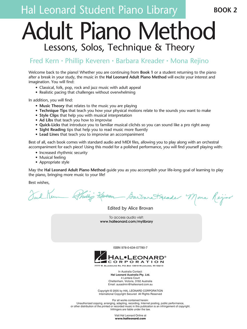 Hal Leonard Adult Piano Method - Book 2 (Book/Ola)