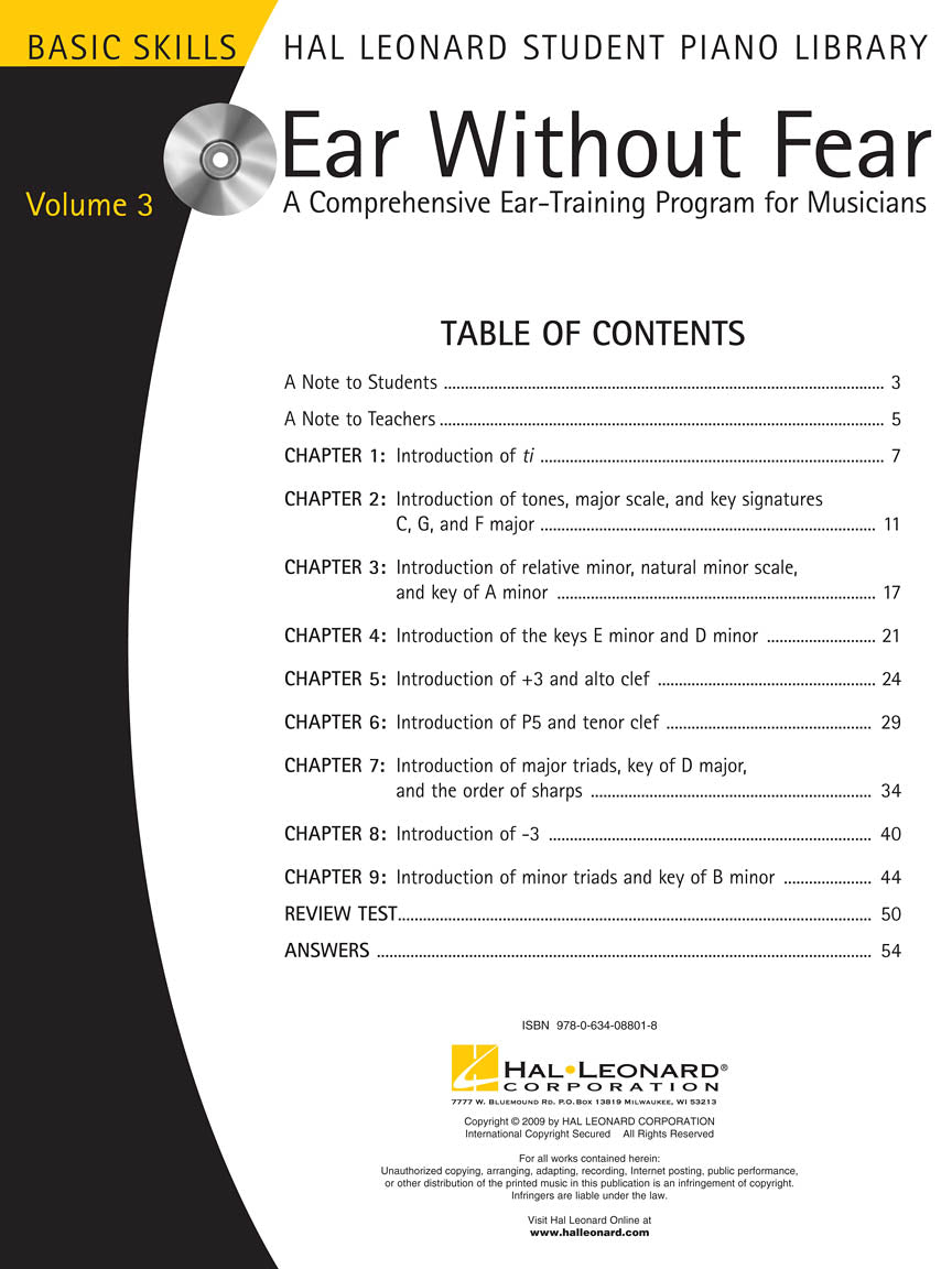 Hal Leonard Student Piano Library - Ear Without Fear Volume 3 Book/CD