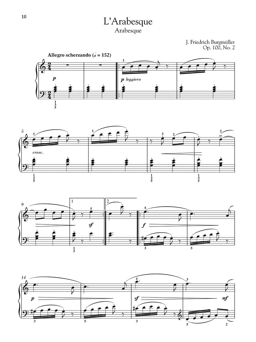 Hal Leonard Piano Library - Burgmuller- 25 Progressive Pieces Op. 100 Book