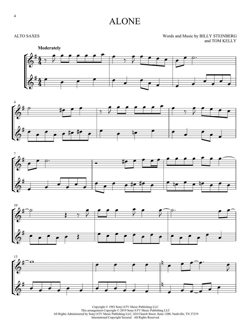 流行经典双人简易器乐重奏曲集:中音萨克斯风分谱