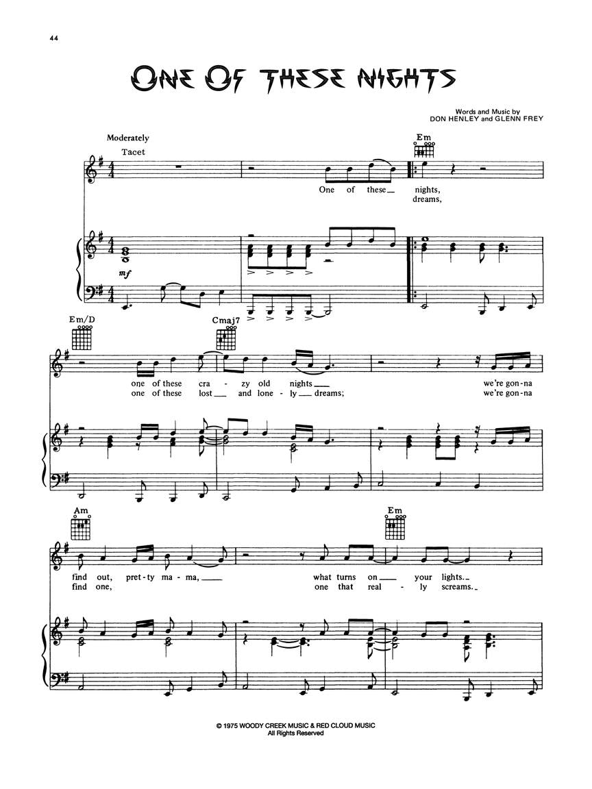 老鹰乐队 - 1971-1975 精选集钢琴、声乐与吉他曲谱集