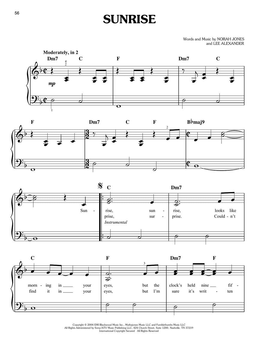 诺拉·琼斯精选集——简易钢琴曲谱