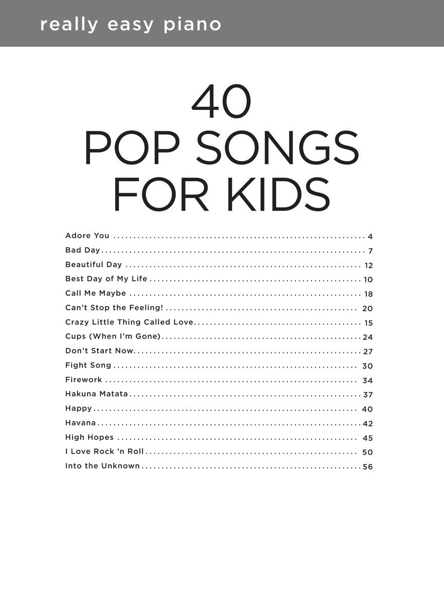 40 Pop Songs for Kids - Really Easy Piano Book
