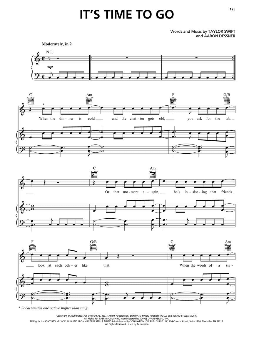 泰勒·斯威夫特 - 《Evermore》钢琴、声乐与吉他曲谱集