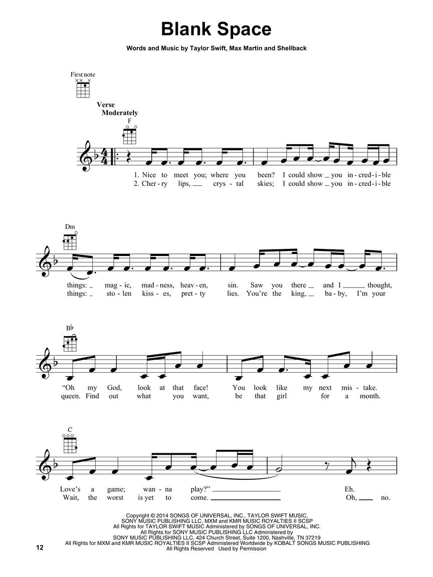 Taylor Swift - Ukulele Collection Songbook