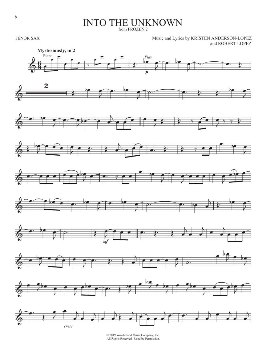Tenor Saxophone Play Along Book/Ola 最喜爱的迪士尼歌曲