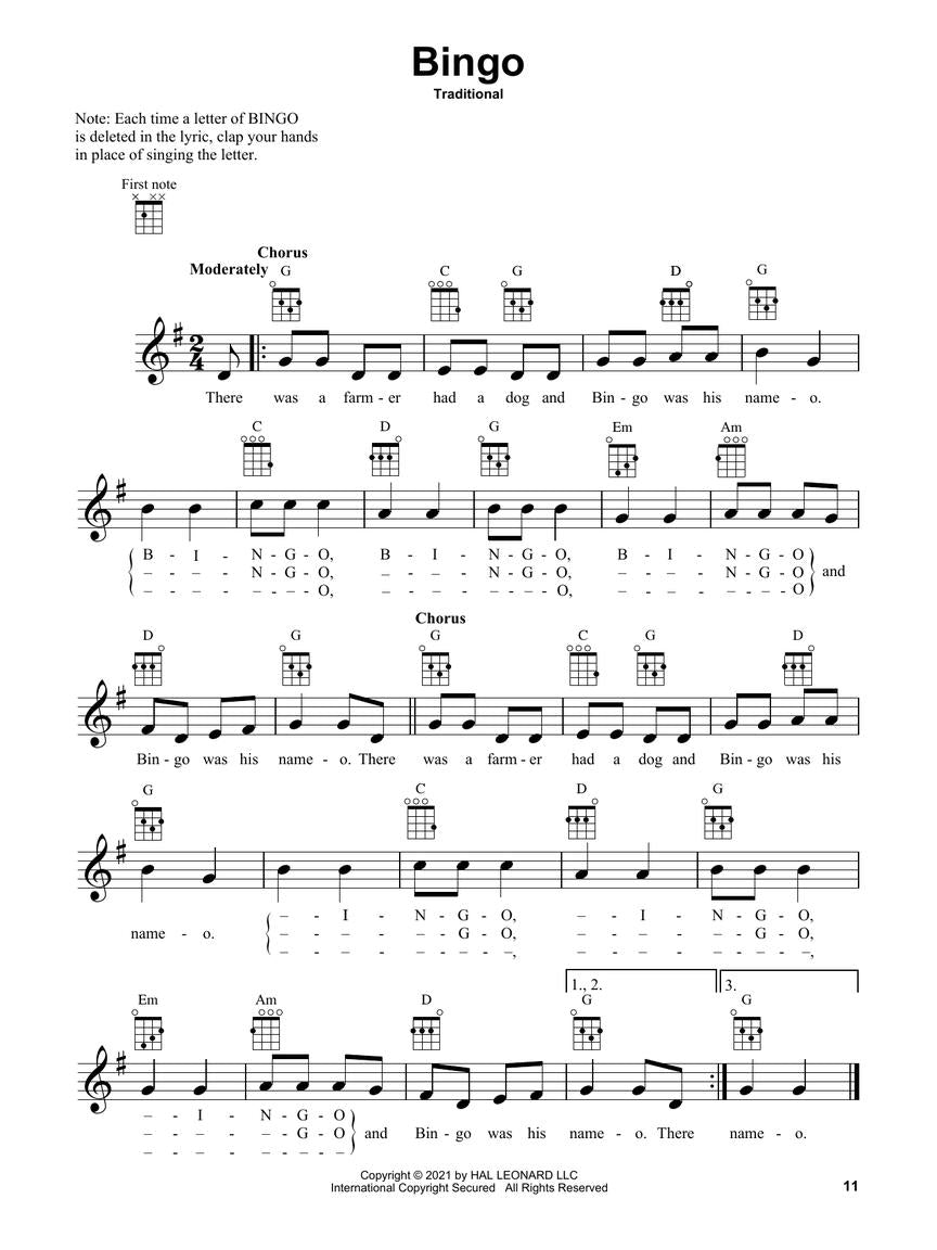 《尤克里里必弹的50首儿童歌曲》乐谱书
