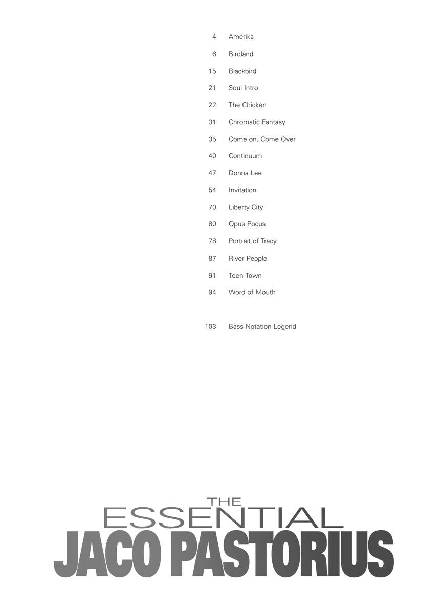 The Essential Jaco Pastorius Bass Tab Book
