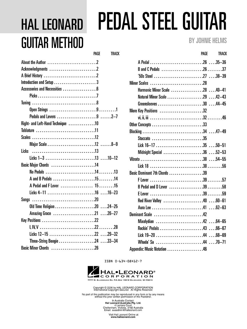 Hal Leonard Guitar Method - Pedal Steel Guitar Book (Book/Ola)