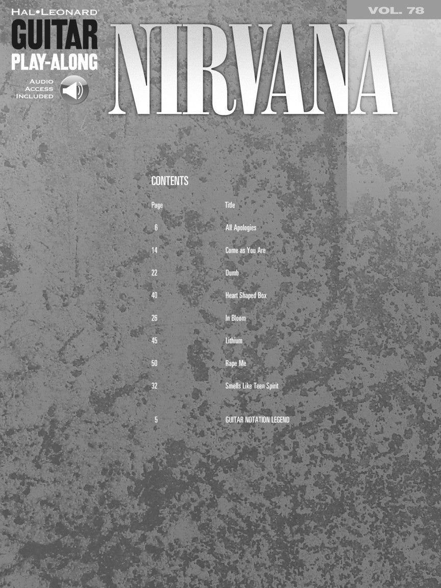 Nirvana - Guitar Play Along Volume78 Book/Ola