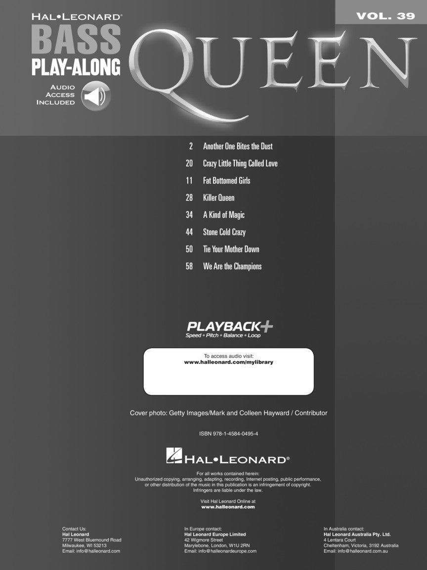 Queen Bass Guitar Play Along Volume 39 Book/Ola Songbooks