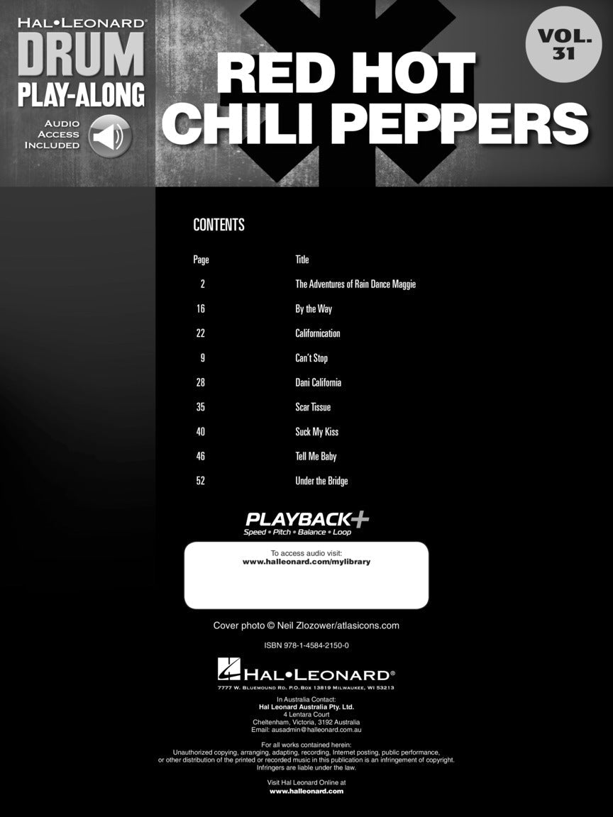 Red Hot Chili Peppers - Drum Play Along Volume 31 Book/Ola Percussion