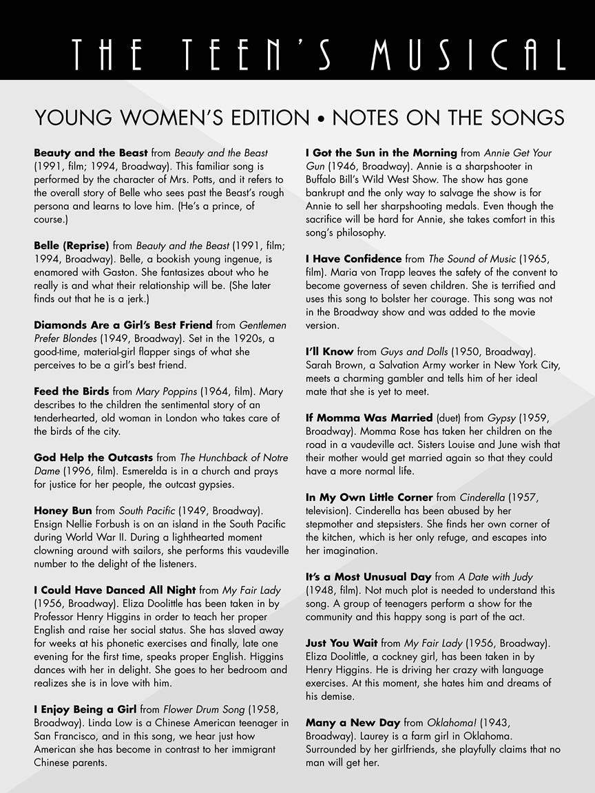 The Teens Musical Theatre Collection Book- Young Womens Edition Songbooks