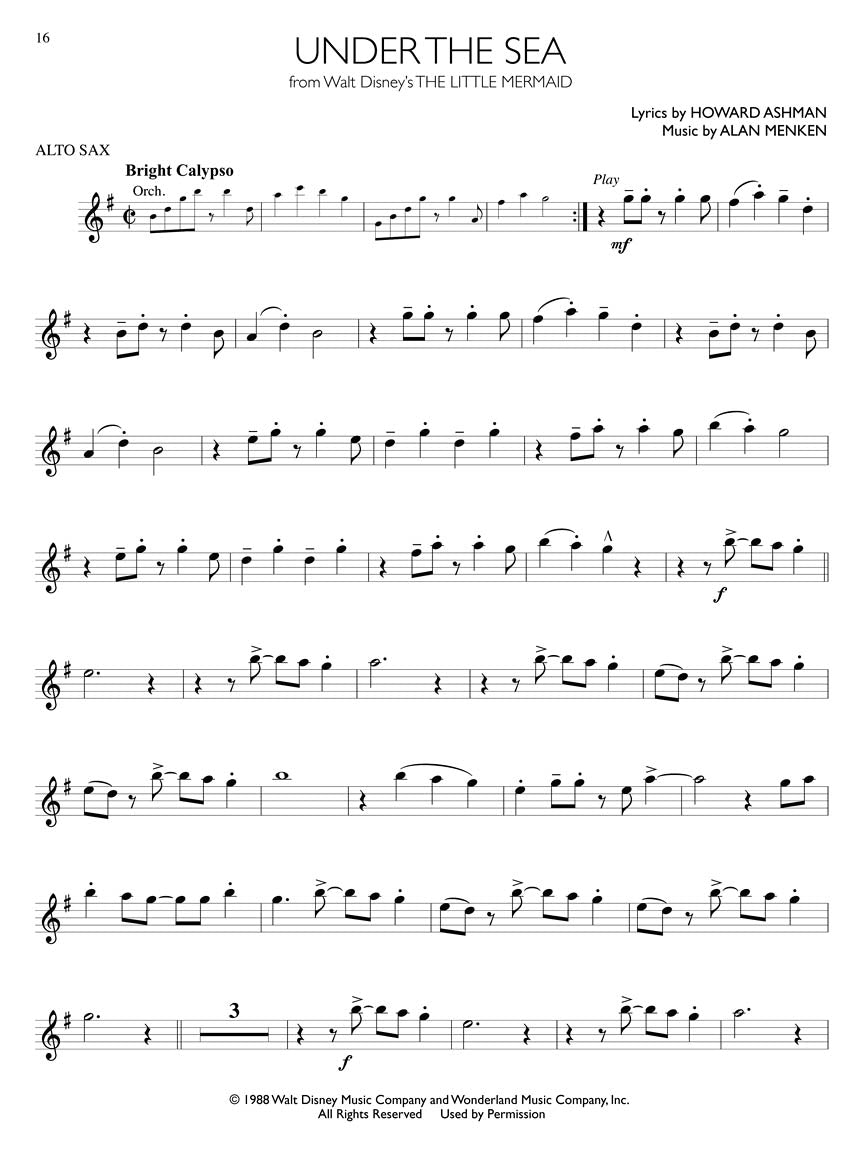 Disney Solos - Alto Saxophone Play Along Book/Ola