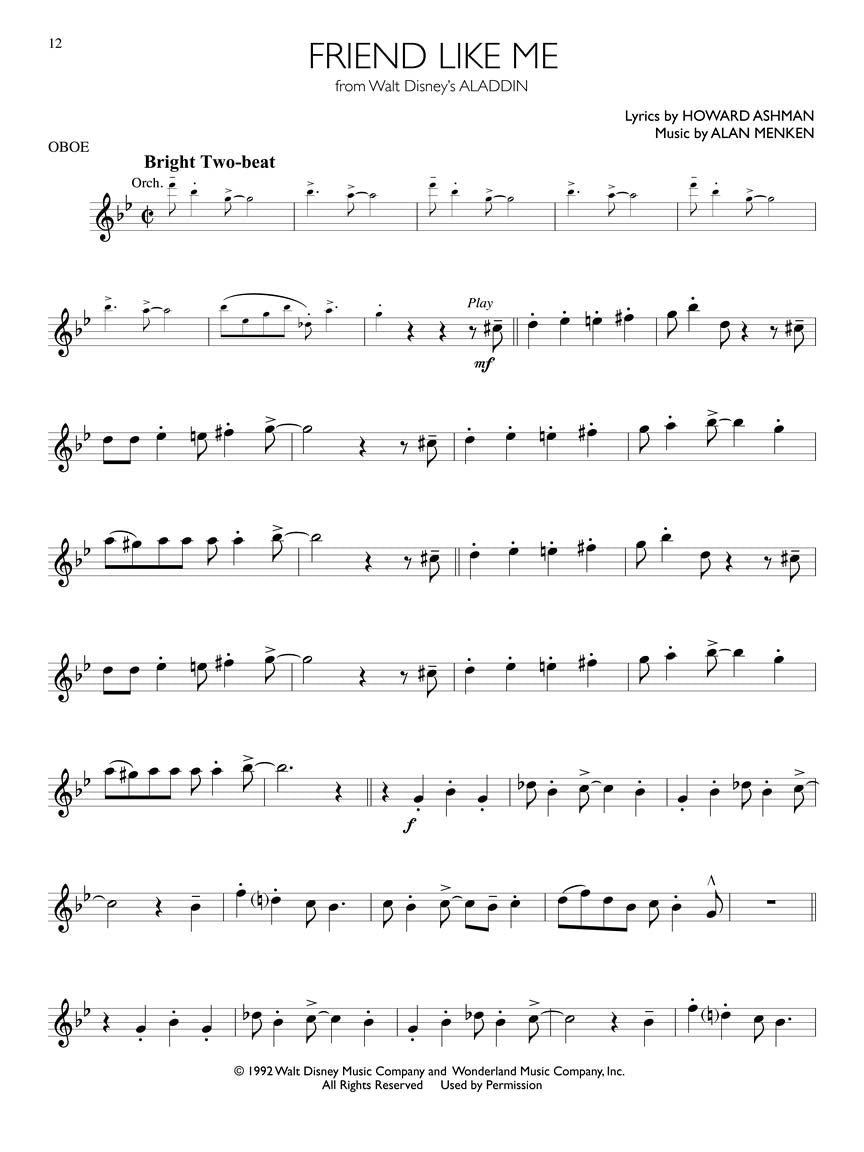 Disney Solos - For Oboe Play Along Book/Ola