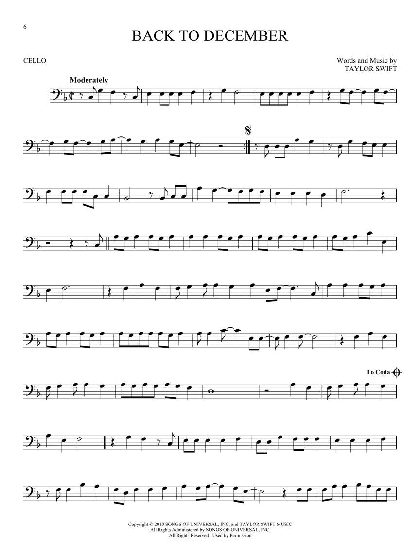 Taylor Swift For Cello Songbook (33 Hit Songs)