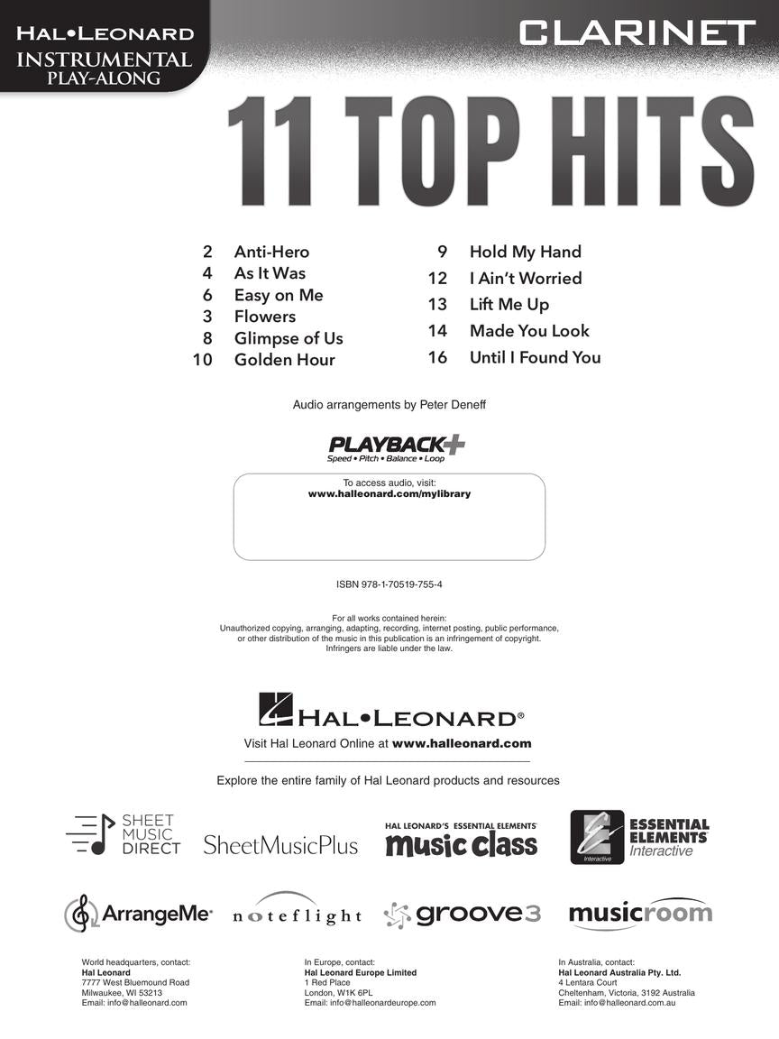 11 Top Hits for Clarinet Book with Play Along Audio