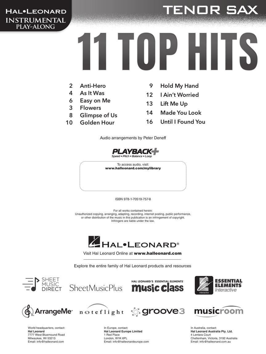 11 Top Hits for Tenor Saxophone Book with Play Along Audio