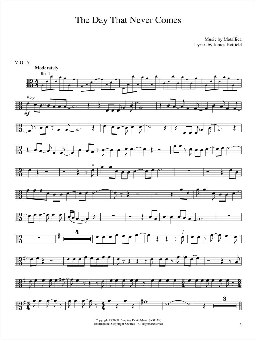 Metallica 最佳作品集(中提琴伴奏谱/Ola)