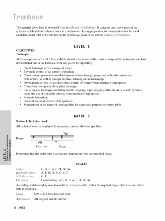 AMEB Brass - Trombone, Tuba And Euphonium Technical Work Book (2004)