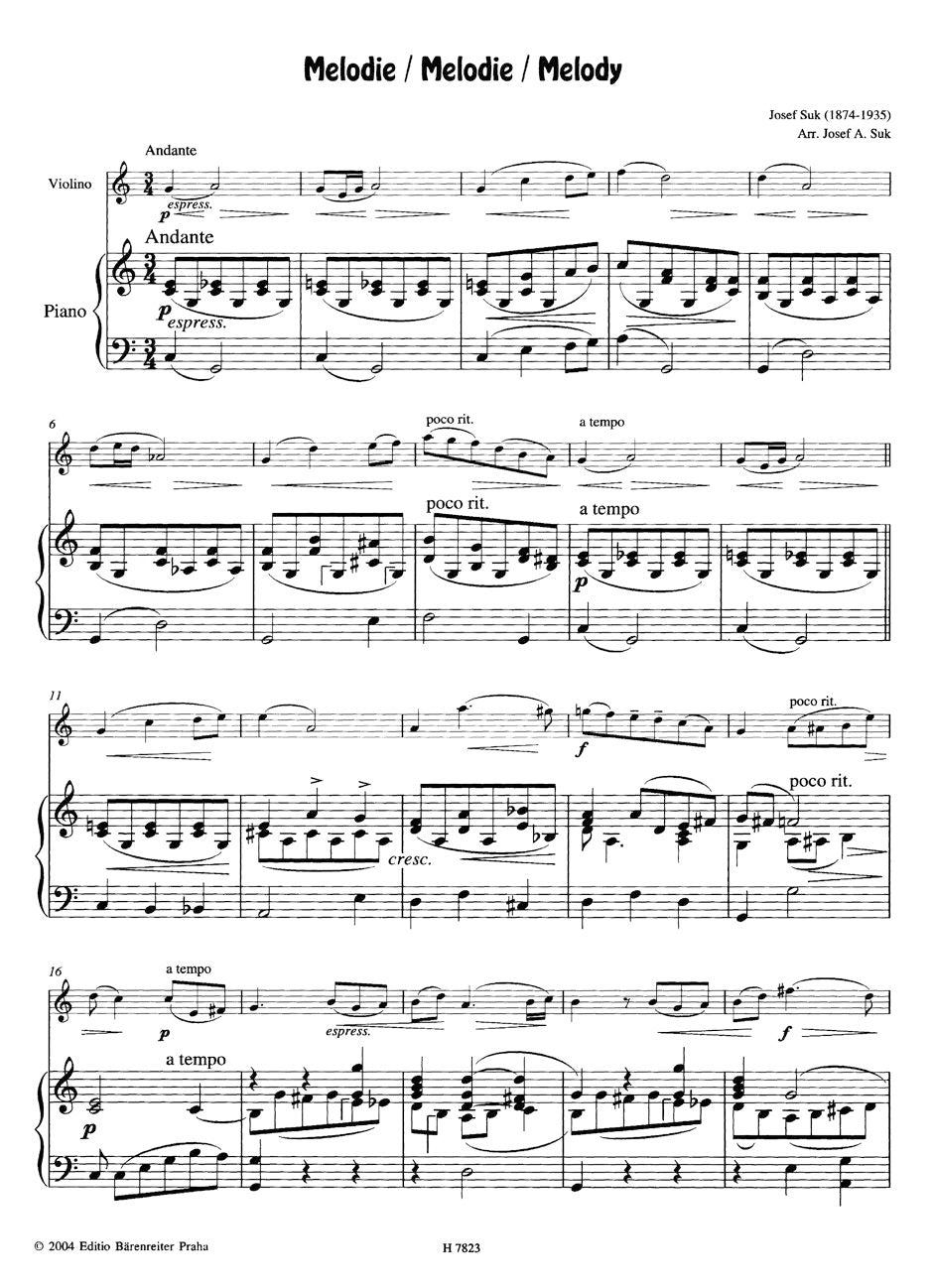 Josef Suk - Compositions for Violin and Piano Book