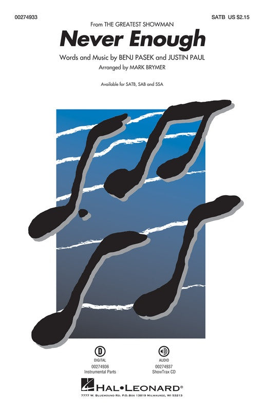 Never Enough (From The Greatest Showman) Satb