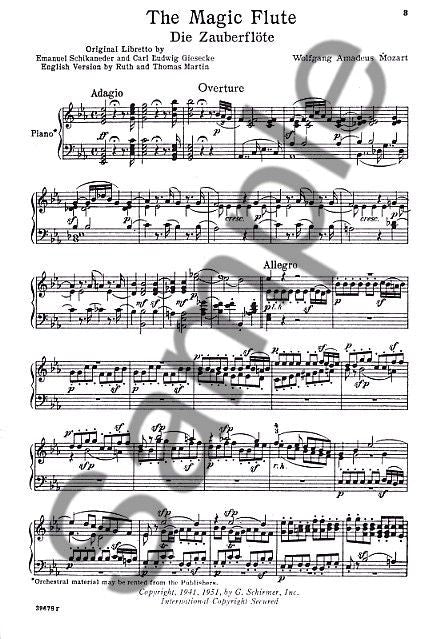 Wolfgang Amadeus Mozart - The Magic Flute Vocal Score Book