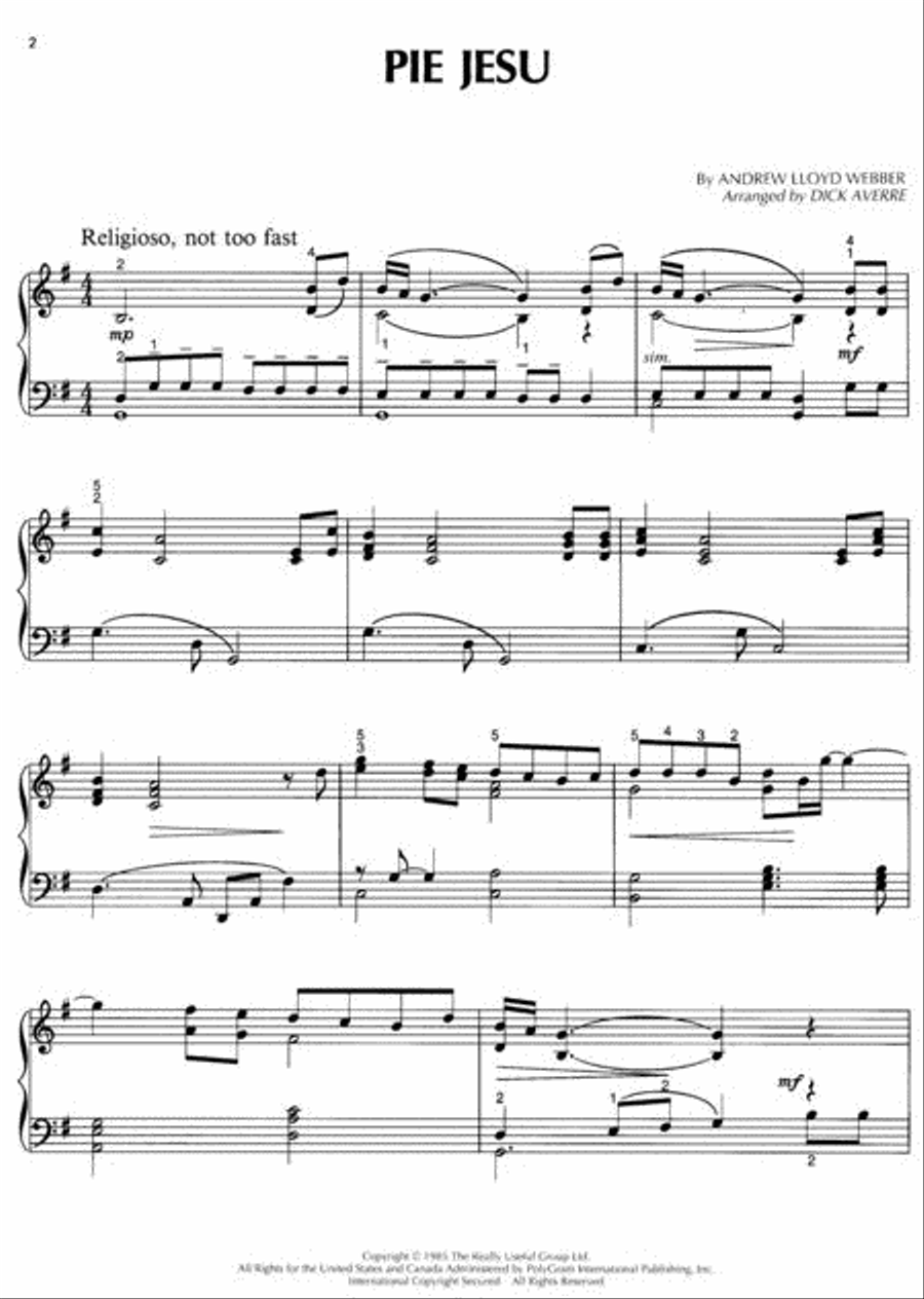 Pie Jesu For Piano Solo Sheet Music (From Andrew Lloyd Webber's Requiem)
