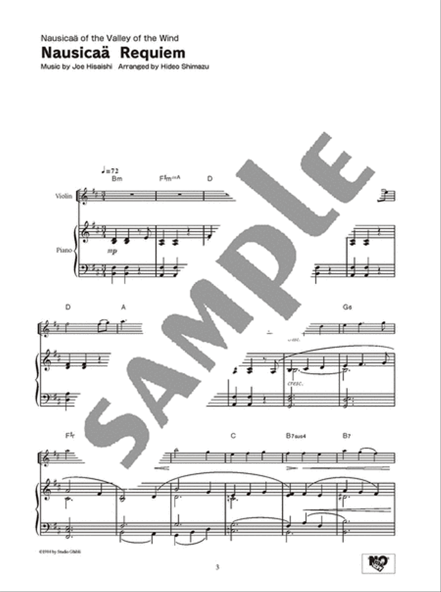 Joe Hisaishi - Studio Ghibli Songs - For Violin and Piano Book (Easy)
