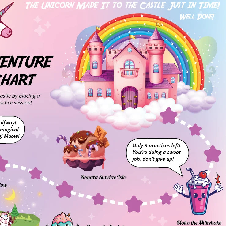 Musically Gifted - Unicorn Adventure A3 Music Practice Chart with Stickers