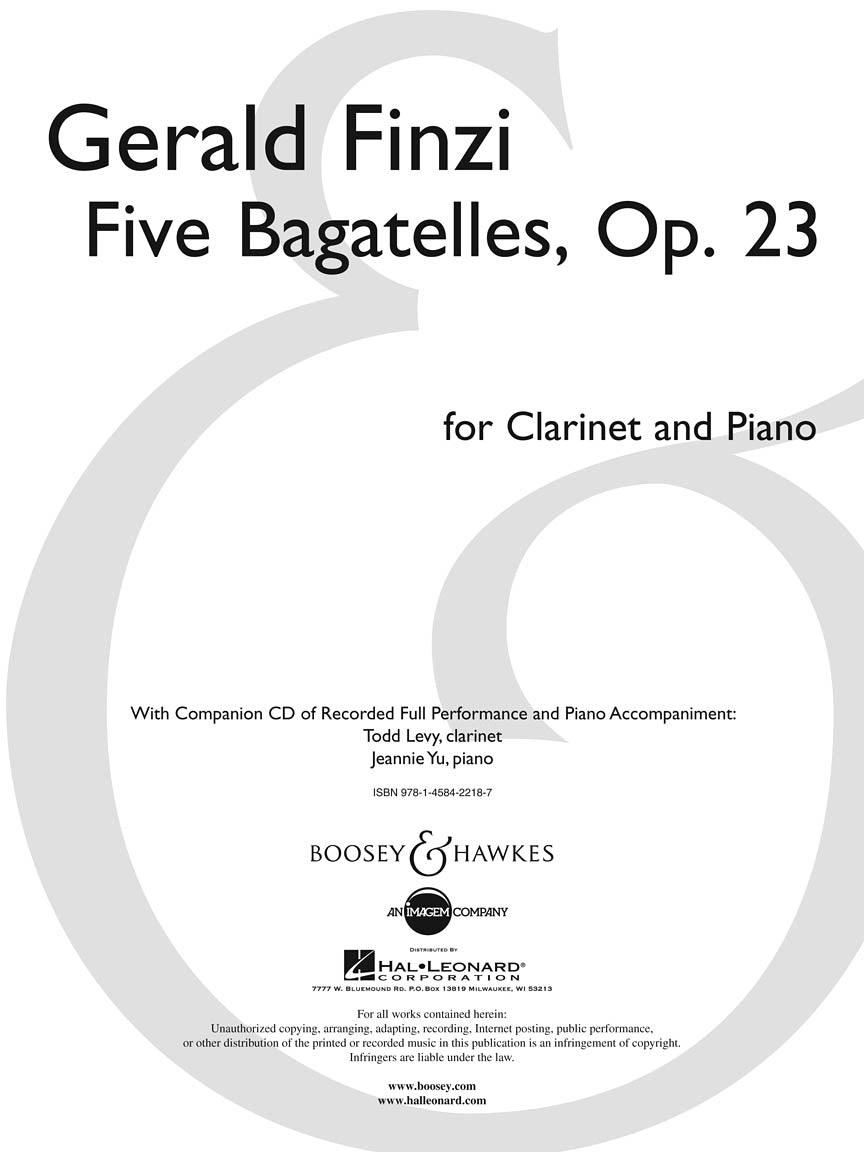 Boosey & Hawkes - Five Bagatelles Clarinet And Piano Op. 23 Book Woodwind