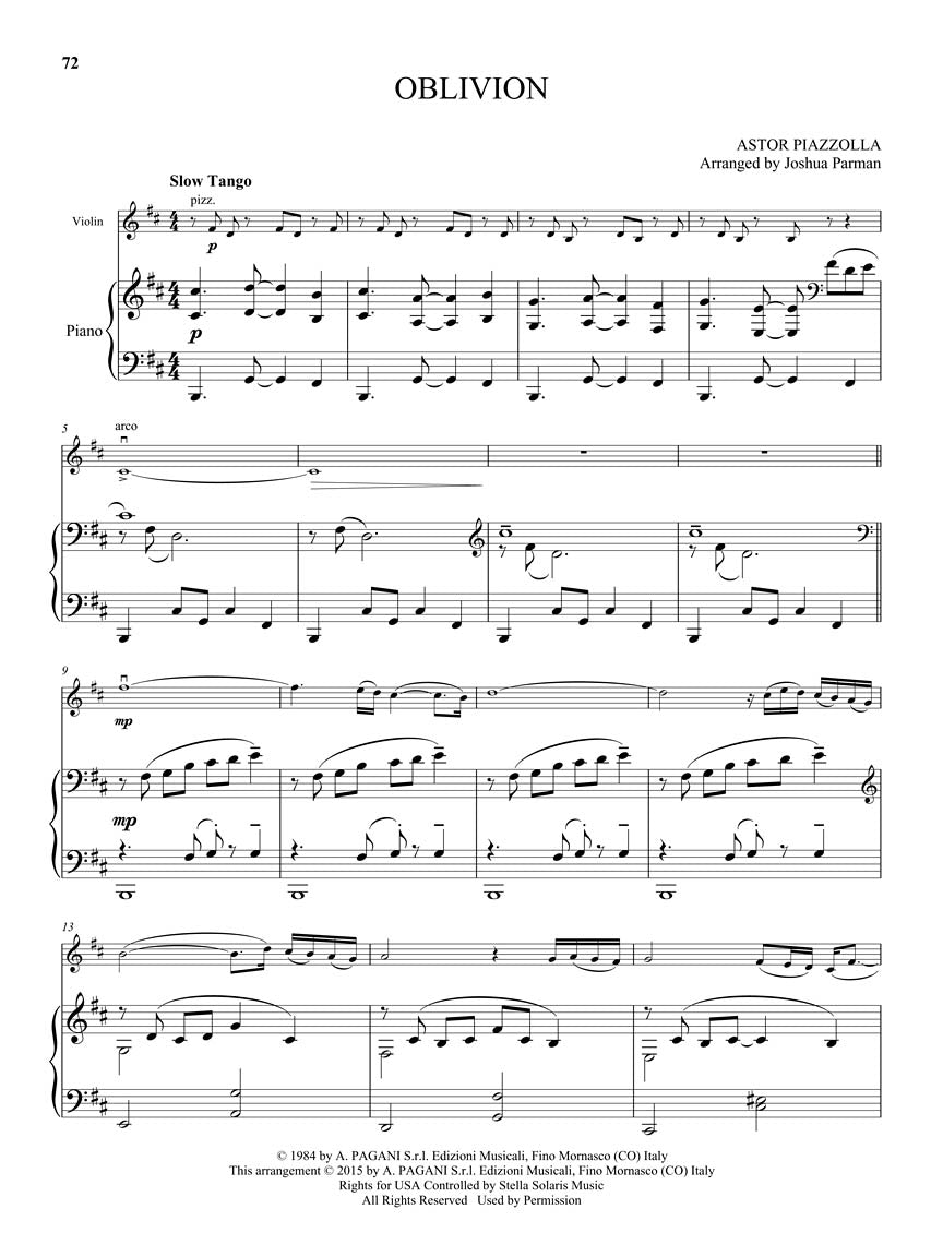 25 Piazzolla Tangos For Violin & Piano Songbook