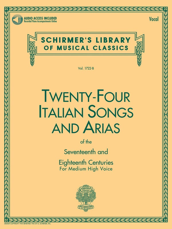 24 Italian Songs & Arias Medium/High Voice Bk/Ola