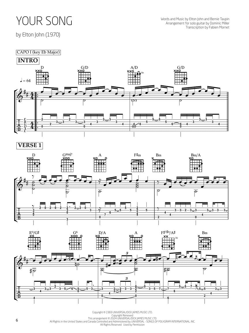 Song Classics For Solo Guitar Book - Arranged By Dominic Miller (15 Classics)