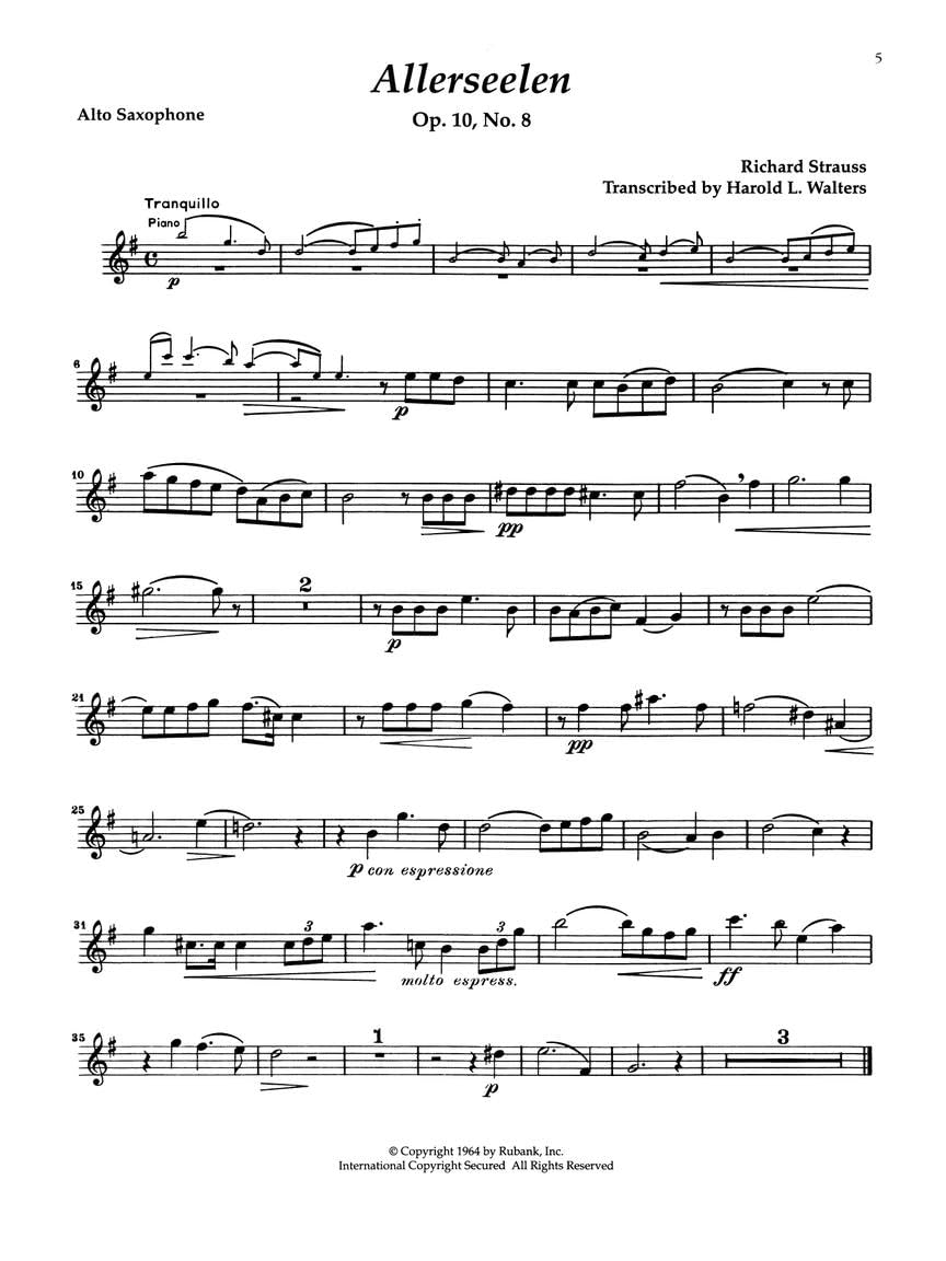 鲁班克中音萨克斯独奏曲集 - 书籍与在线音频(10首独奏曲)