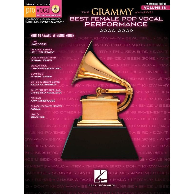 Grammy Awards Female Pop 00-09 Pro Vocal V58 Bk/