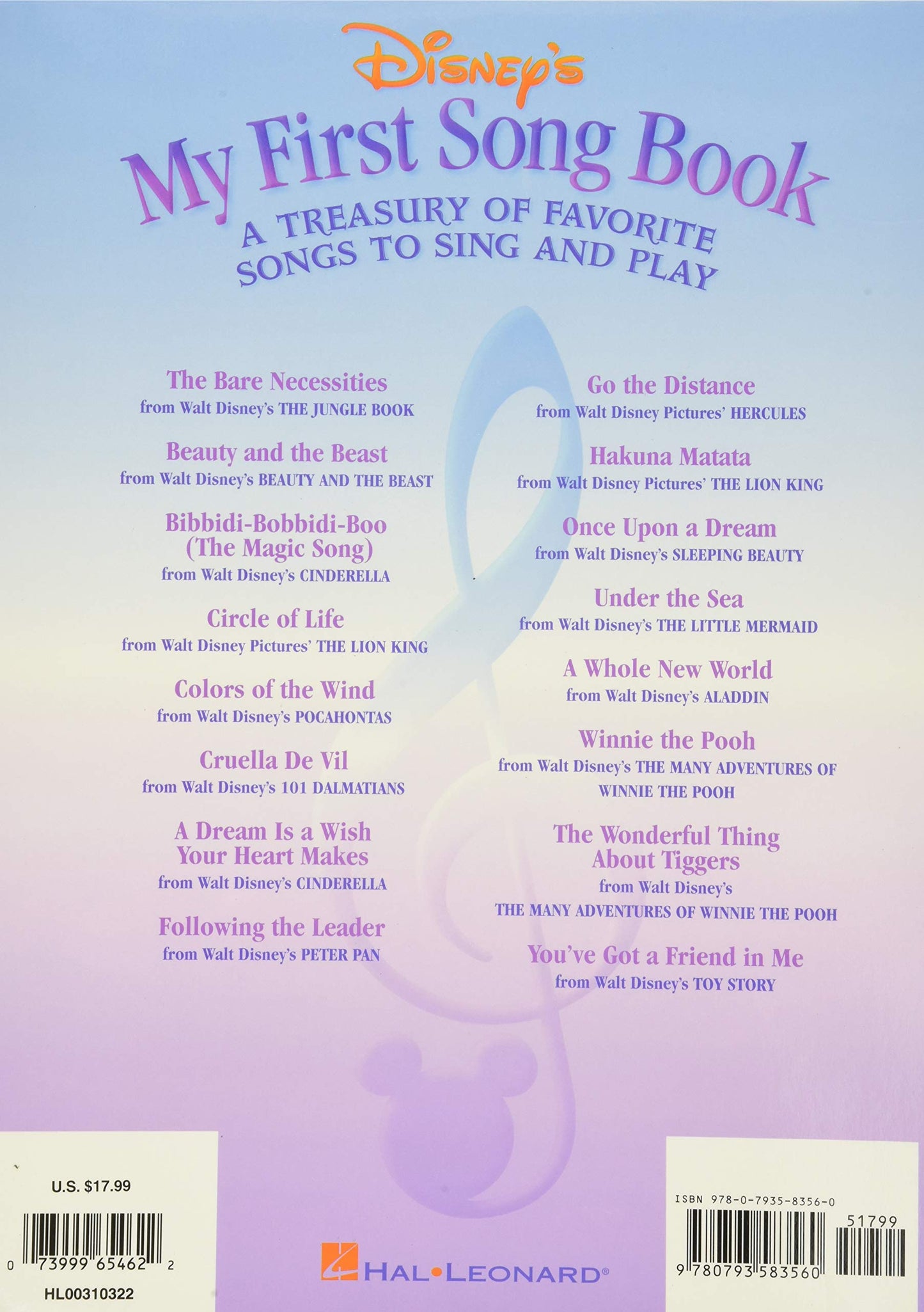 Disneys My First Songbook - Volume 1 Easy Piano & Keyboard