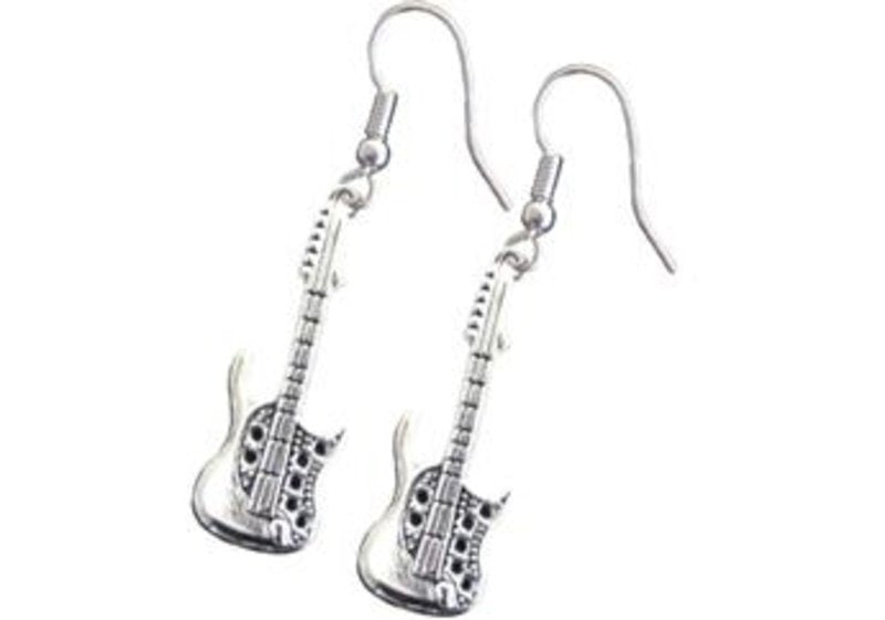 Black/Silver Electric Guitar Earrings
