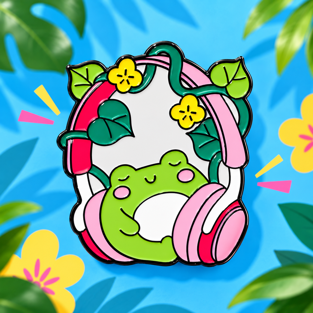 Frogger Headphones Enamel Pin